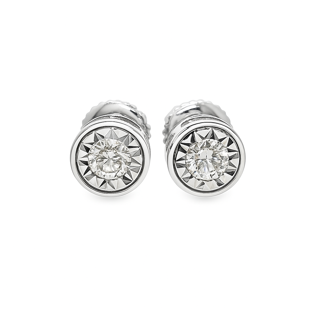 10K White Gold Round Brilliant Diamond Stud Earrings | 0.30 CTW | Jewelry Palace