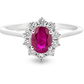 10K White Gold Oval Ruby & Diamond Ring 0.25 ctw