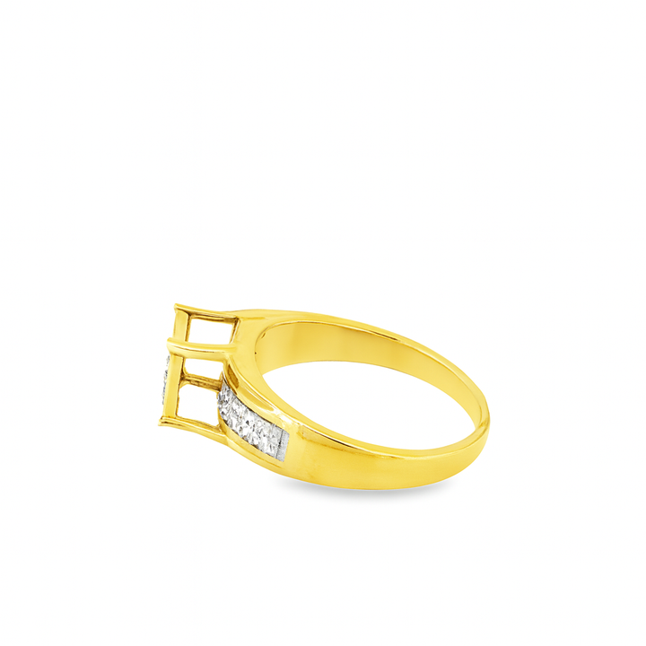 10K Yellow Gold Square Cluster Diamond Ring 0.15 ctw