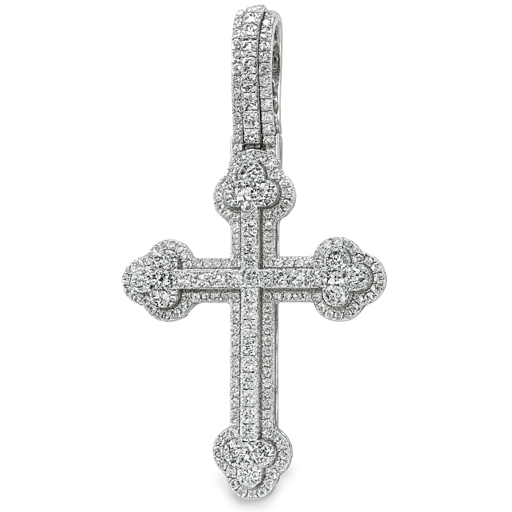 10K White Gold Diamond Cross Pendant 2.53 ctw