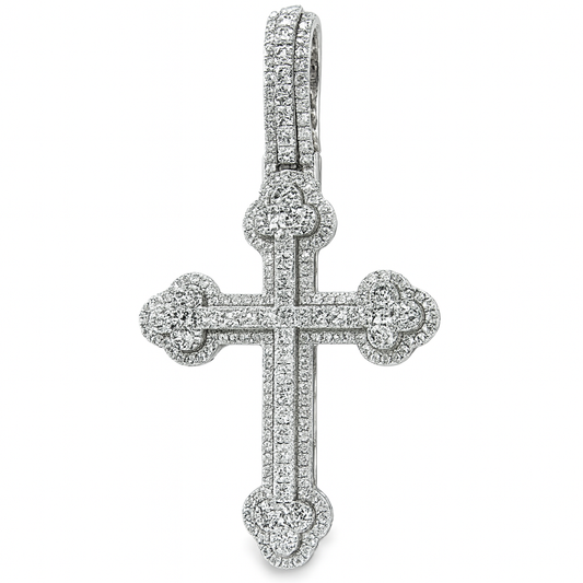 10K White Gold Diamond Cross Pendant 2.53 ctw