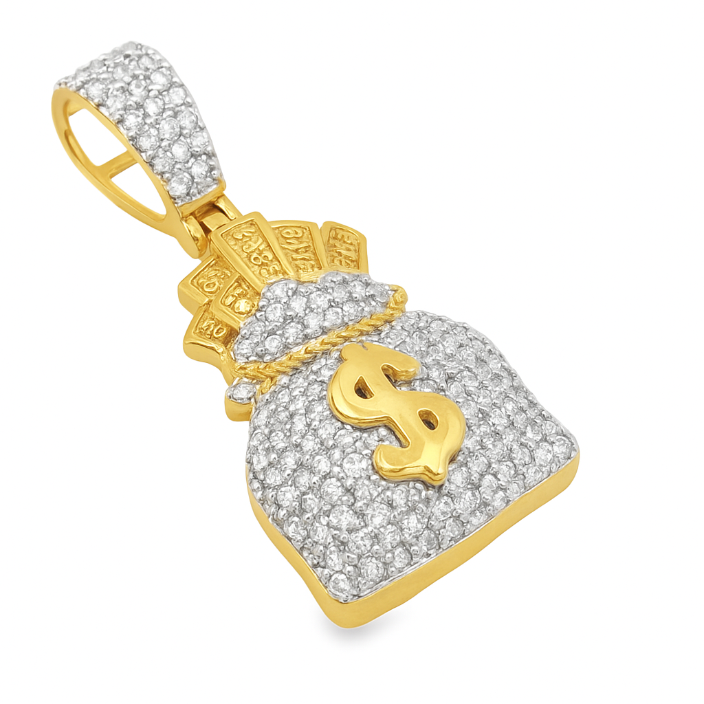 10K Yellow Gold 0.625 CTW Diamond Money Bag Pendant