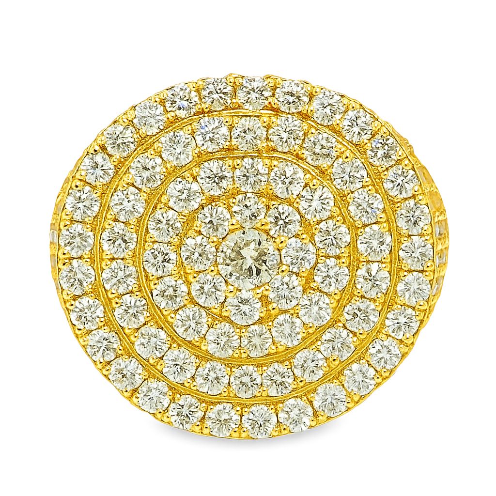 Men’s 10K Yellow Gold Diamond Round Cluster Ring 3.00 CTW | Iced-Out Statement Ring | Jewelry Palace