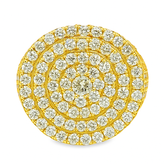 Men’s 10K Yellow Gold Diamond Round Cluster Ring 3.00 CTW | Iced-Out Statement Ring | Jewelry Palace