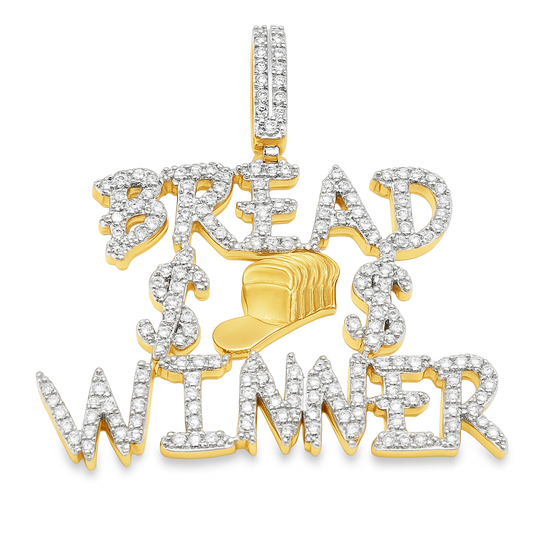 10K Yellow Gold Diamond “Bread Winner” Pendant with Brilliant Cut Diamonds 1.36 ctw