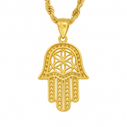 10K Yellow Gold Hamsa Hand Pendant Necklace Set – Symbol of Protection & Luck | Jewelry Palace