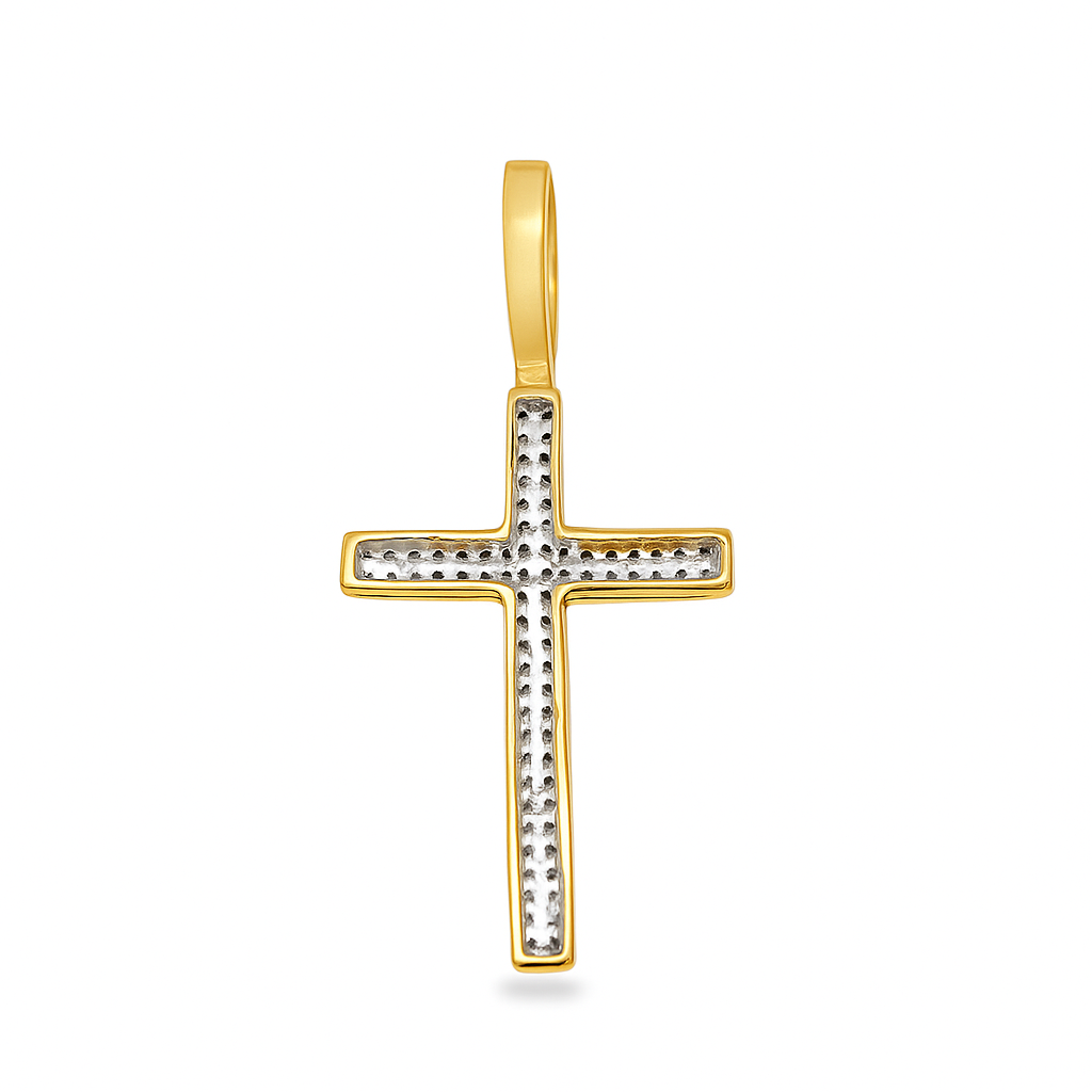 10K Yellow Gold Diamond Cross Pendant 0.30 ctw – Classic Pavé Faith Pendant | Jewelry Palace Lithonia, GA