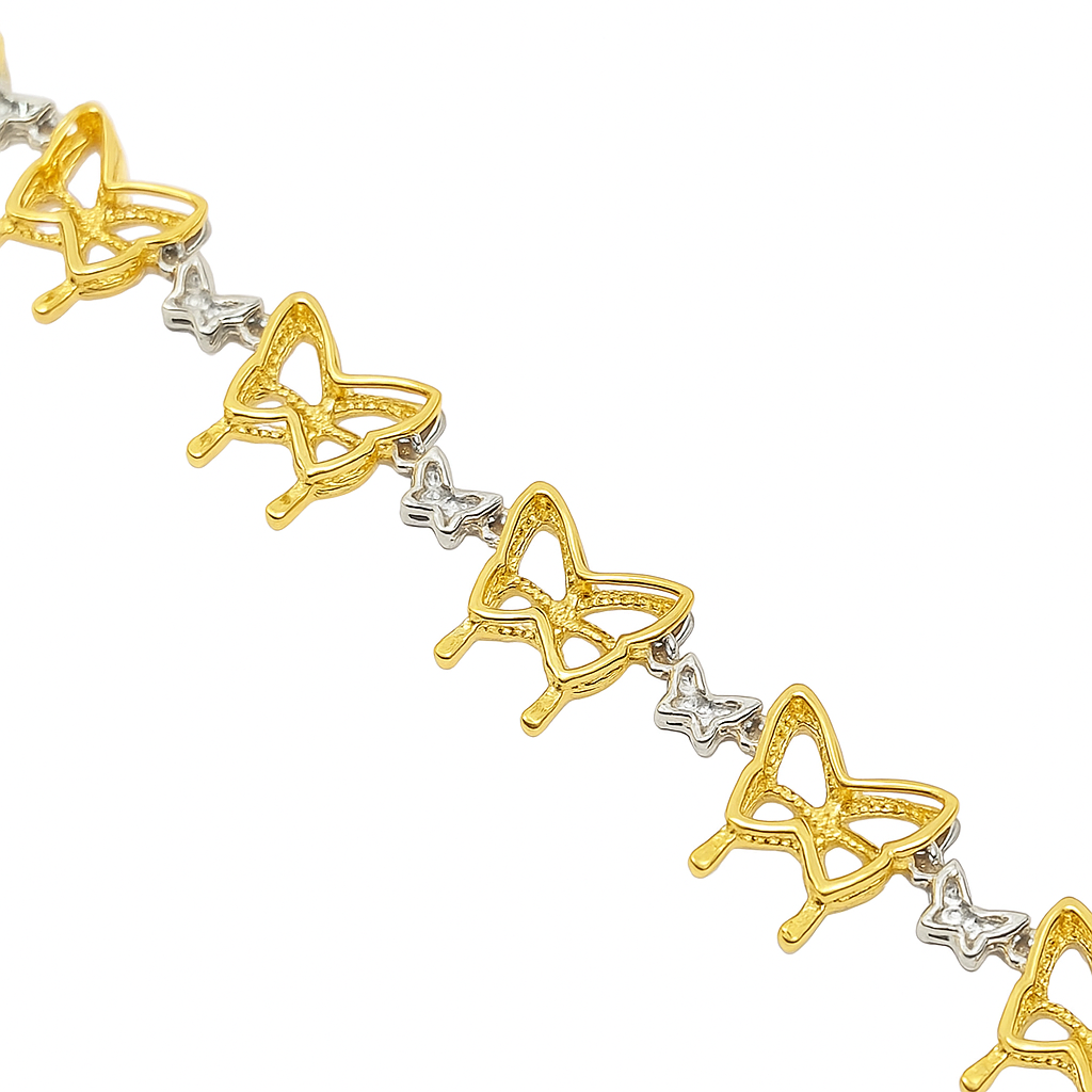10K Yellow & White Gold Women’s Diamond Butterfly Bracelet 1.25 ctw – Elegant Two-Tone Design | Jewelry Palace