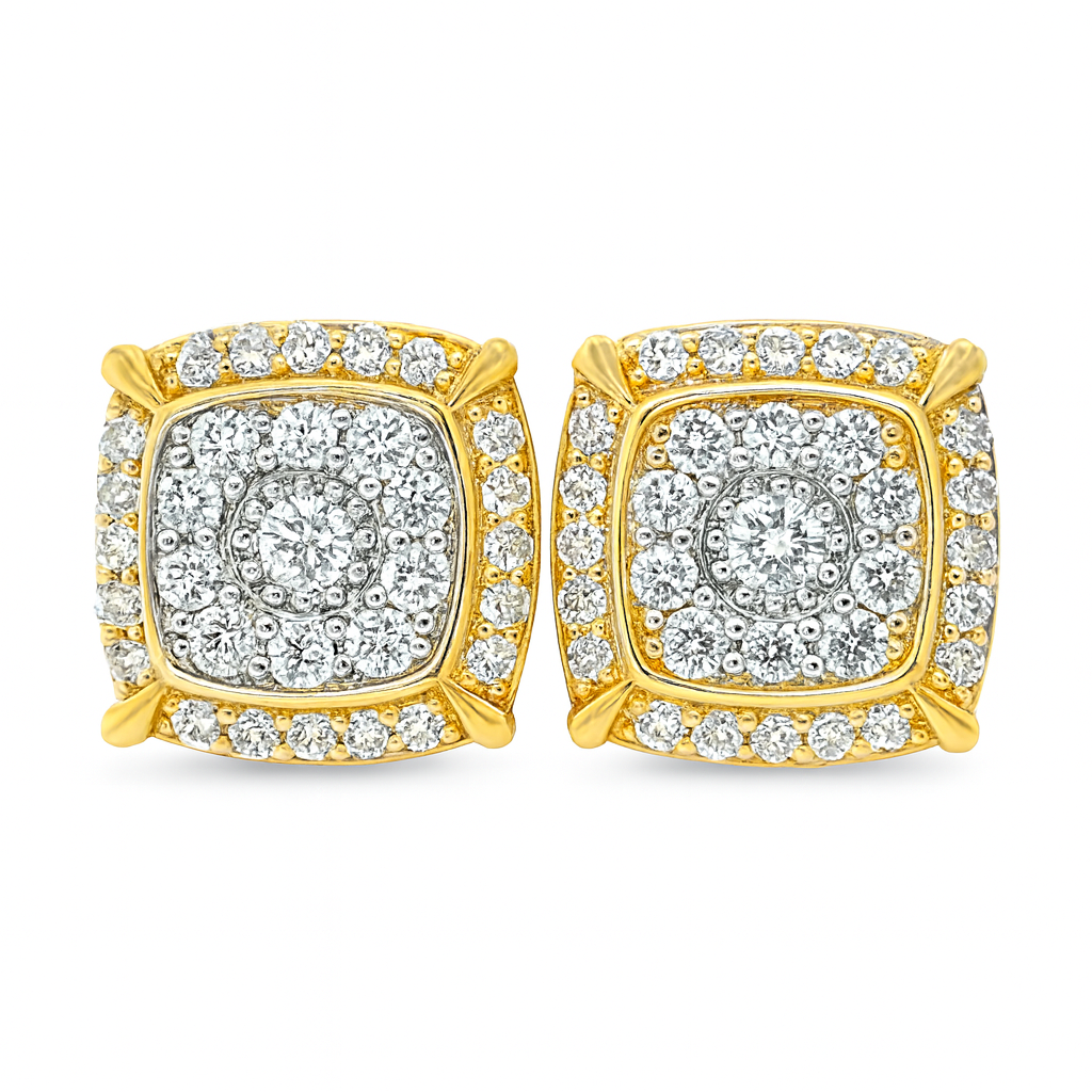 10K Yellow Gold Diamond Square Earrings 0.60 CTW | Jewelry Palace