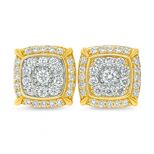 10K Yellow Gold Diamond Square Earrings 0.60 CTW | Jewelry Palace