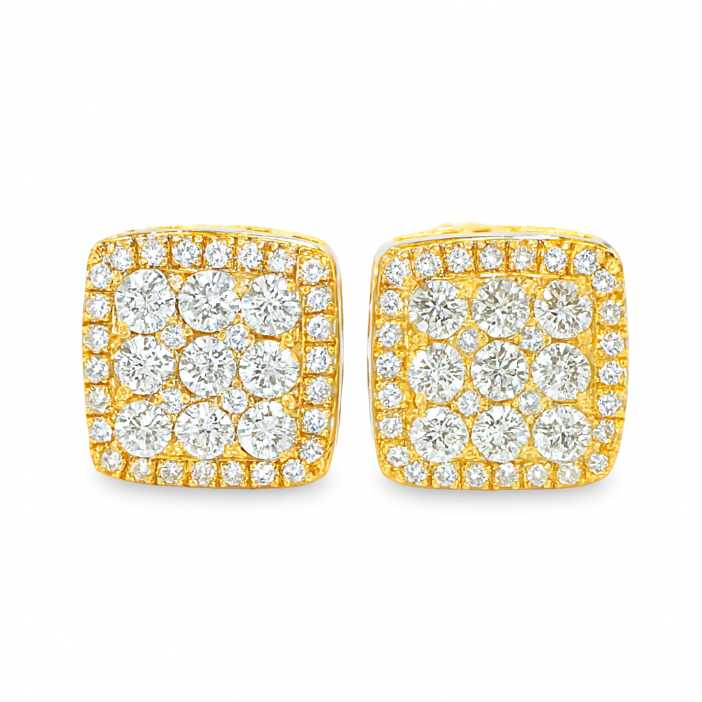 10K Yellow Gold Square Diamond Stud Earrings 0.49 ctw | Jewelry Palace