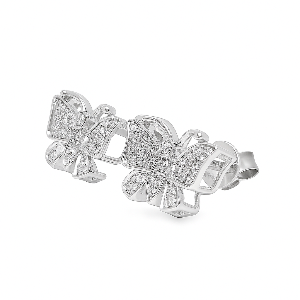 10K White Gold 0.29 ctw Diamond Butterfly Earrings | Elegant Studs | Jewelry Palace