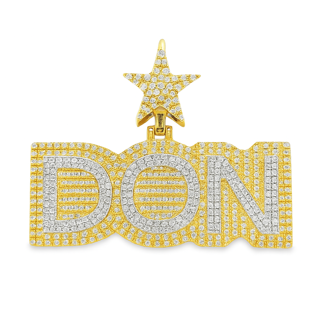 10K Yellow Gold Diamond 'DON' Pendant with Star Bail 1.20 ctw