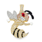 10K Yellow Gold Angry Bee Diamond Pendant 1.01 ctw | Enamel Solid Back Iced-Out Charm
