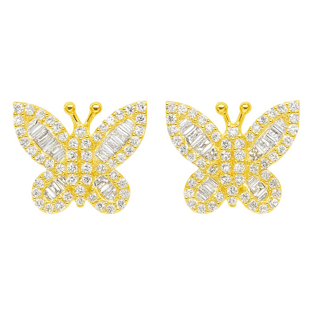 10K Yellow Gold 0.45 ctw Diamond Butterfly Earrings | Round Cut | Jewelry Palace