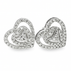 10K Yellow & White Gold 0.18 ctw Diamond Double Heart Earrings | Two-Tone Variant | Jewelry Palace