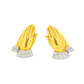 10K Yellow Gold Diamond Praying Hands Earrings | 1/12 CTW Faith-Inspired Studs