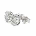 10K White Gold Diamond Round Cluster Stud Earrings 0.86 CTW | Jewelry Palace