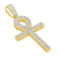 10K Yellow Gold Diamond Ankh Pendant 2.50 ctw | Baguette Cut Design