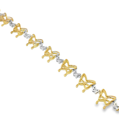 Women's Elegant Butterfly Bracelet 1.25 ctw Diamond 10K Yellow and White Gold