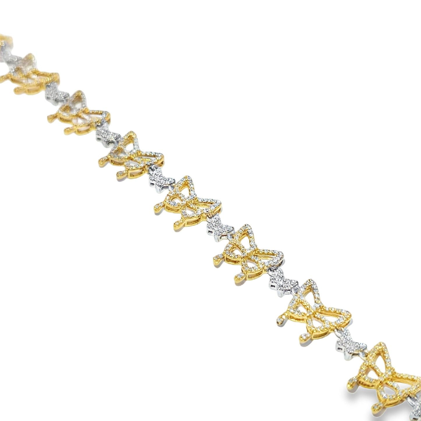 Women's Elegant Butterfly Bracelet 1.25 ctw Diamond 10K Yellow and White Gold