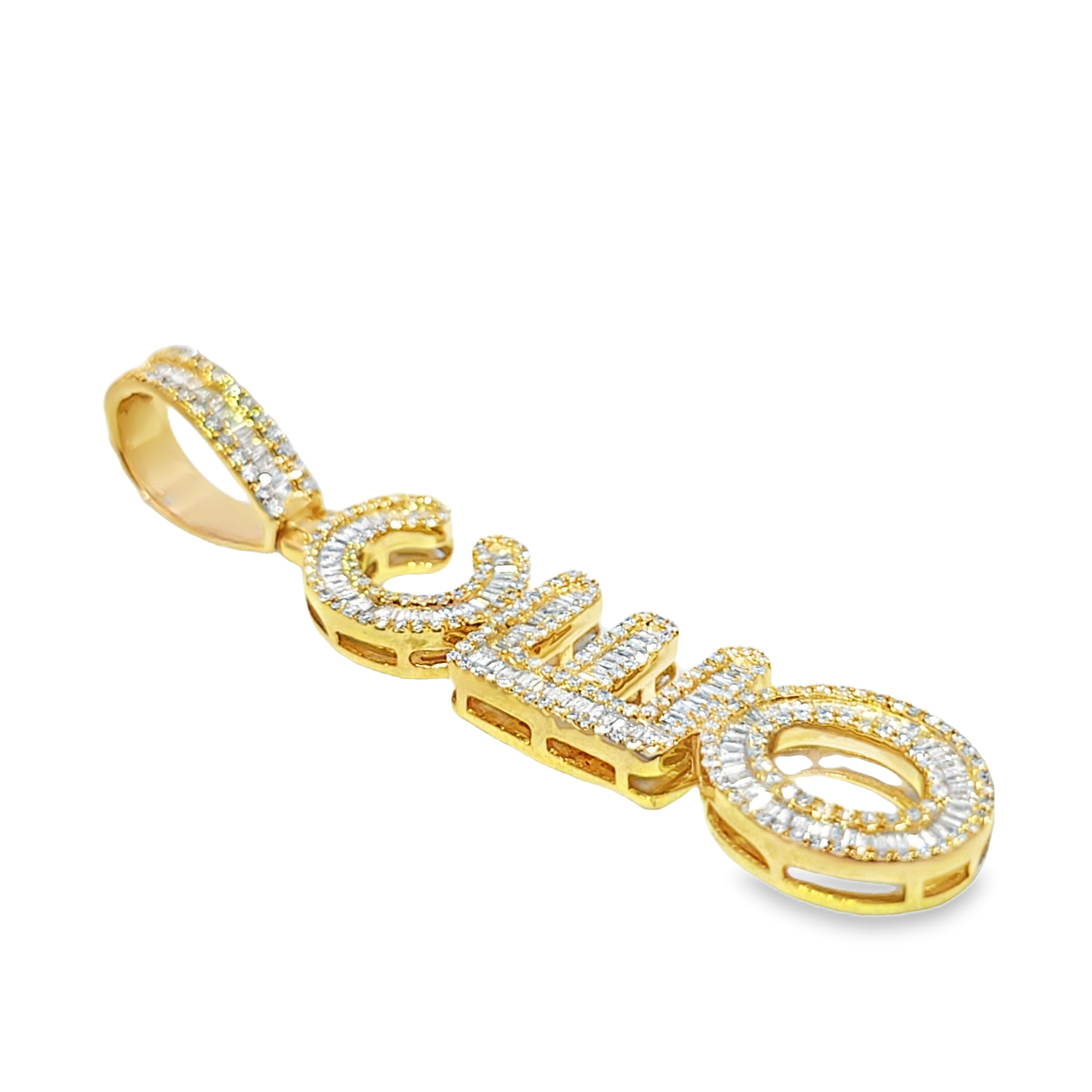 10K Yellow Gold Diamond Vertical CEO Pendant 1.30 ctw