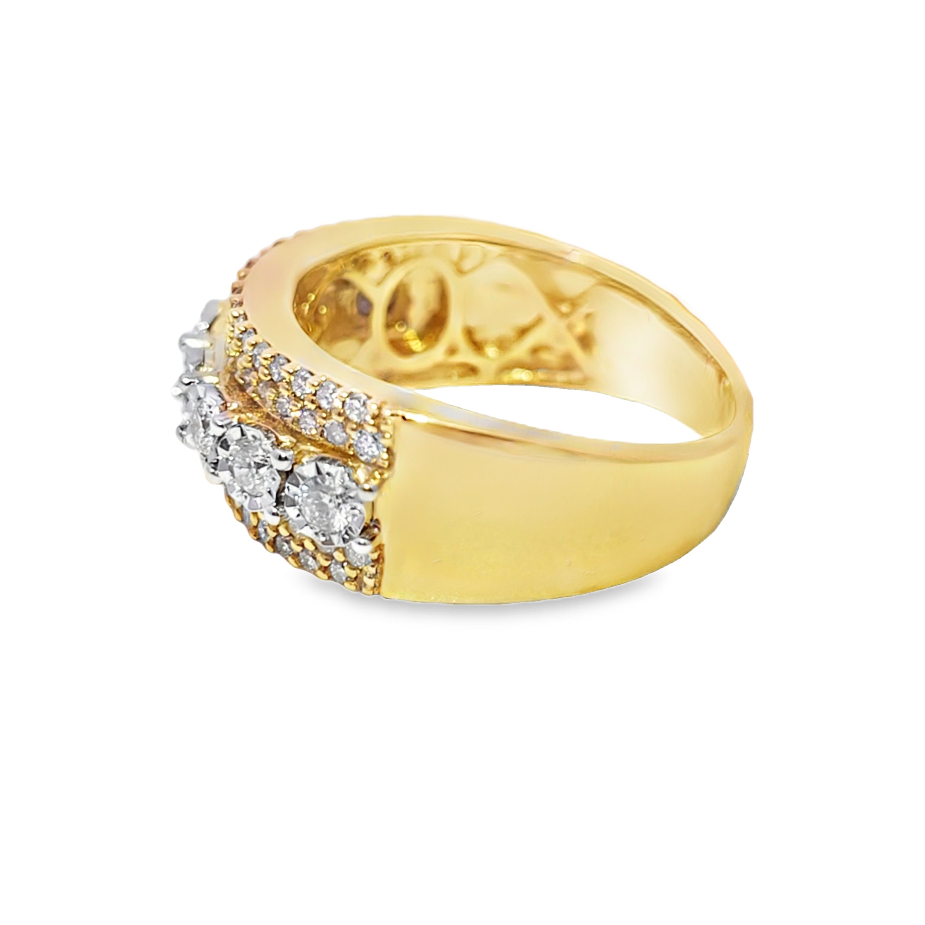 Diamond Wedding Band Ring 1.30 CTW in 10K Yellow Gold – Round Cut