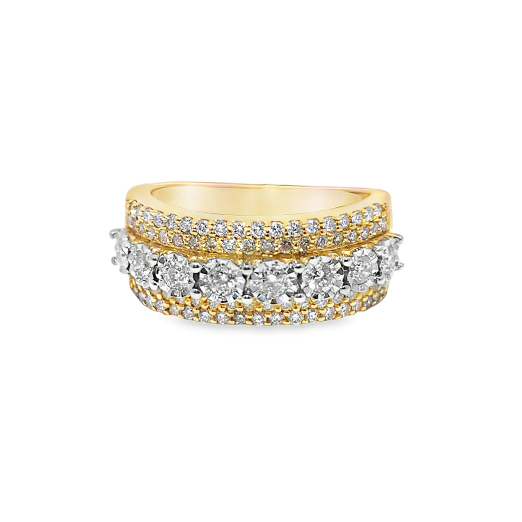 Diamond Wedding Band Ring 1.30 CTW in 10K Yellow Gold – Round Cut
