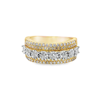 Diamond Wedding Band Ring 1.30 CTW in 10K Yellow Gold – Round Cut