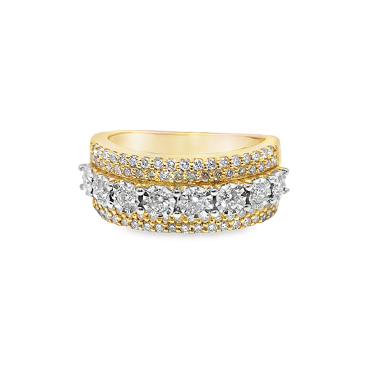 Diamond Wedding Band Ring 1.30 CTW in 10K Yellow Gold – Round Cut