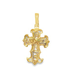 10K Yellow Gold Baguette & Round Diamond Cross Pendant 1.50ctw