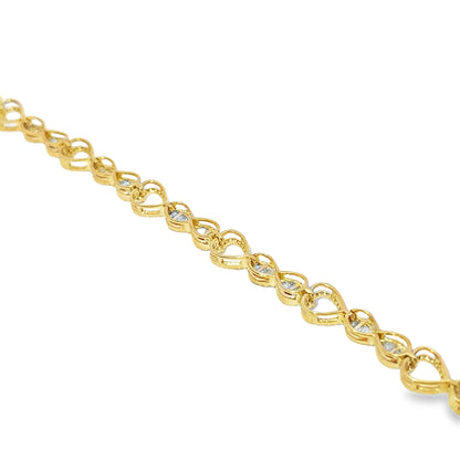 Women's Infinity Heart Bracelet 1.50 ctw Diamond 10K Yellow Gold