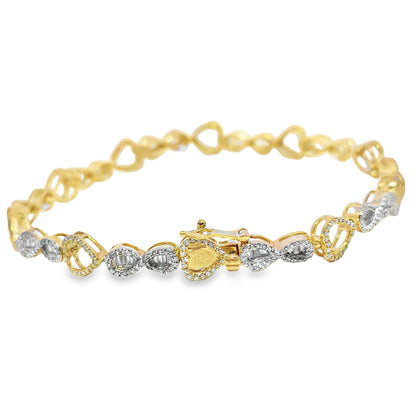 Women's Infinity Heart Bracelet 1.50 ctw Diamond 10K Yellow Gold