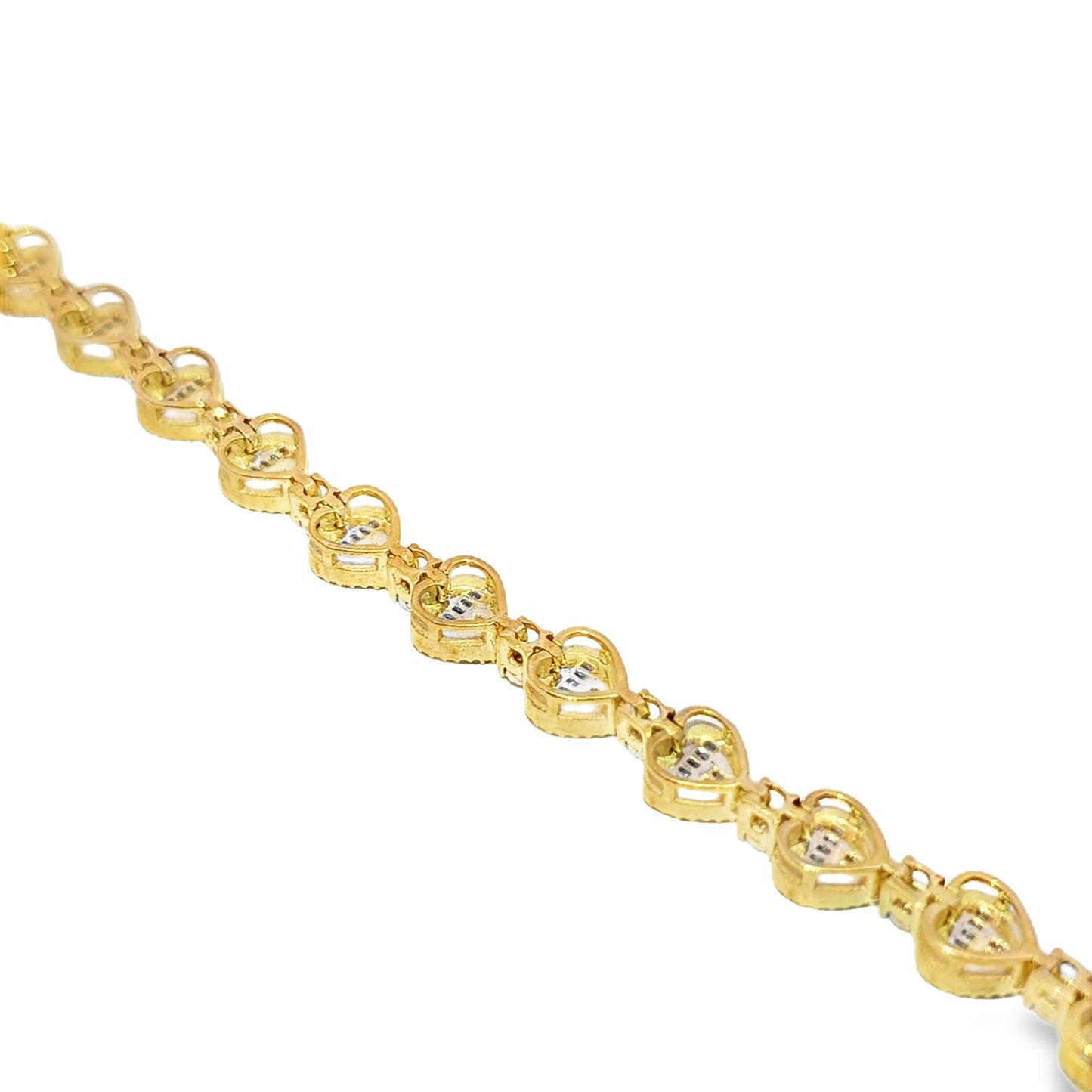 Women's Heart Link Bracelet 1.50 ctw Diamond 10K Yellow Gold