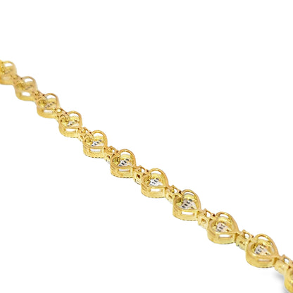 Women's Heart Link Bracelet 1.50 ctw Diamond 10K Yellow Gold