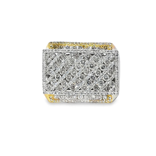 Men’s Rectangle Cluster Pinky Ring 2.00 CTW | 10K Yellow Gold Diamond Iced-Out Ring