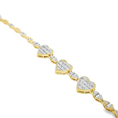 10K Yellow Gold Marquise & Heart Diamond Bracelet 2.05ctw