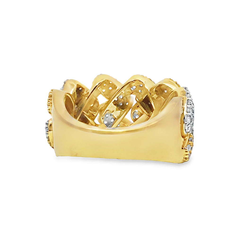 10K Yellow Gold Diamond Cuban Link Ring | 2.60 CTW Iced-Out Band