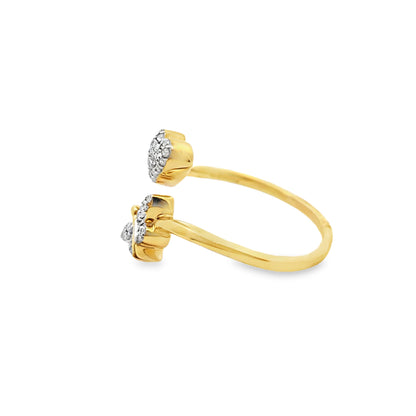 Diamond Butterfly & Heart Ring 0.15 CTW | 10K Yellow Gold Dainty Open Style
