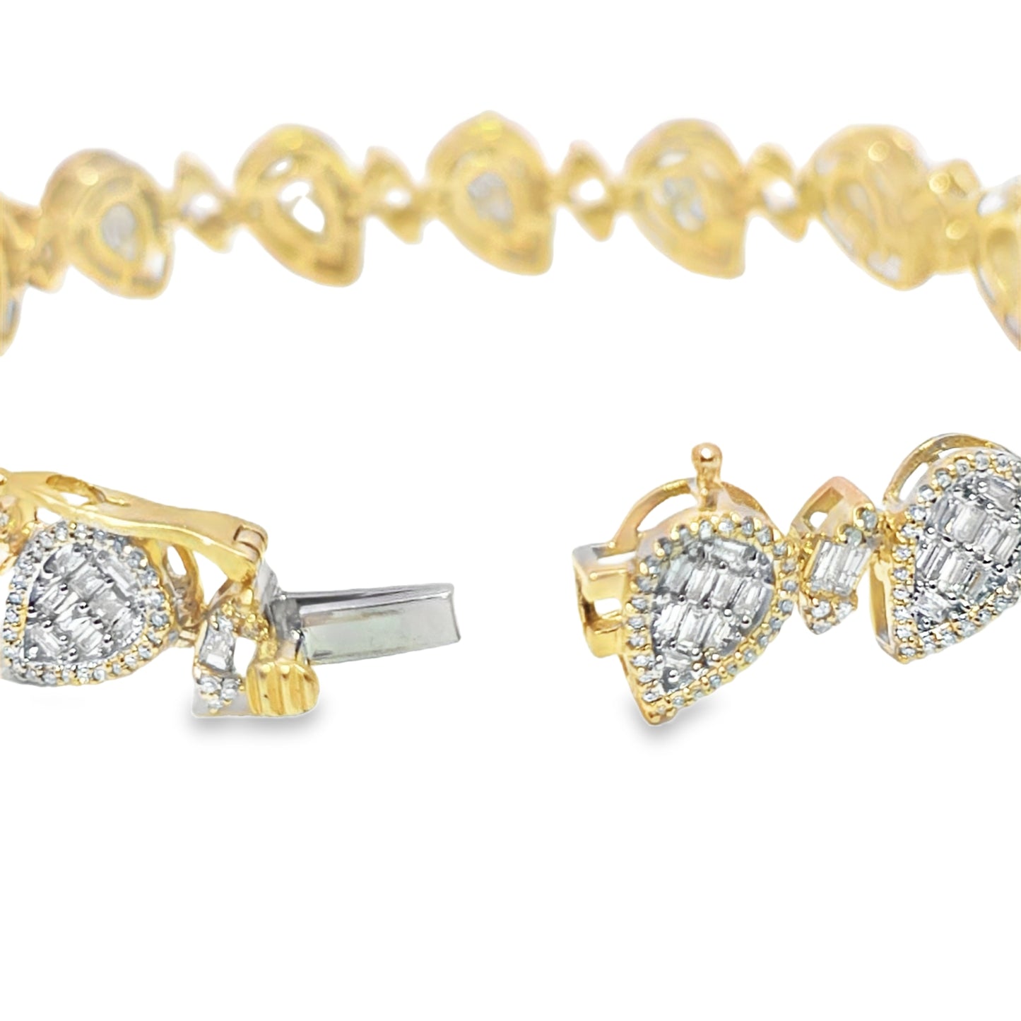 10K Yellow Gold Pear & Marquise Diamond Cluster Cuff Bracelet 2.50ctw