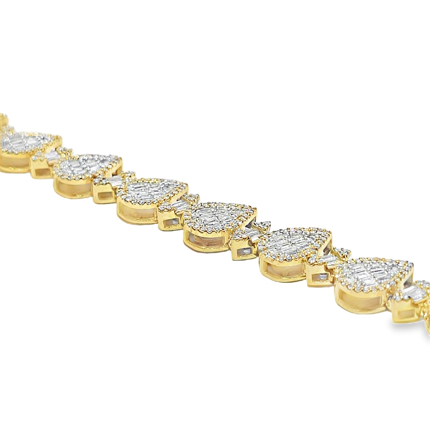 10K Yellow Gold Pear & Marquise Diamond Cluster Cuff Bracelet 2.50ctw