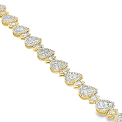 10K Yellow Gold Pear & Marquise Diamond Cluster Cuff Bracelet 2.50ctw