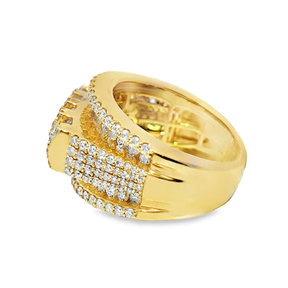 Round Cut Diamond Ring 3.55 CTW in 10K Yellow Gold – Statement Design