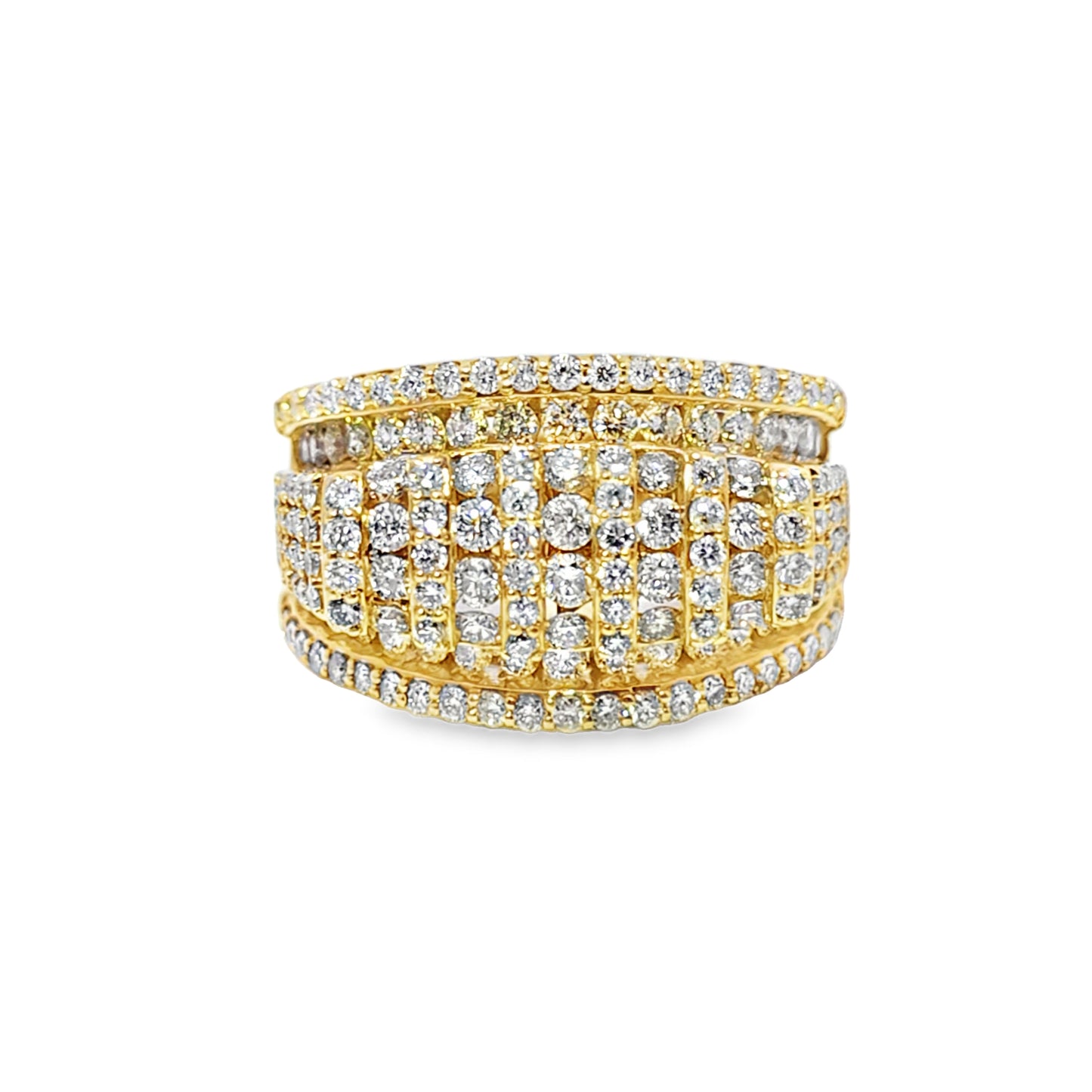 Round Cut Diamond Ring 3.55 CTW in 10K Yellow Gold – Statement Design
