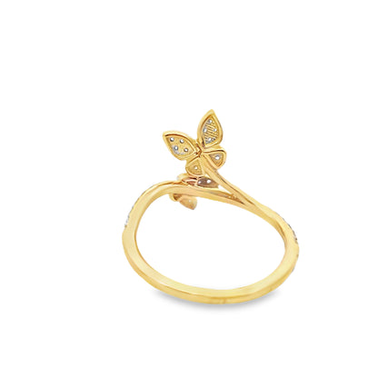 Diamond Double Butterfly Ring 0.28 CTW | 10K Yellow Gold Nature-Inspired Design
