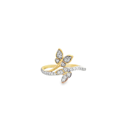 Diamond Double Butterfly Ring 0.28 CTW | 10K Yellow Gold Nature-Inspired Design