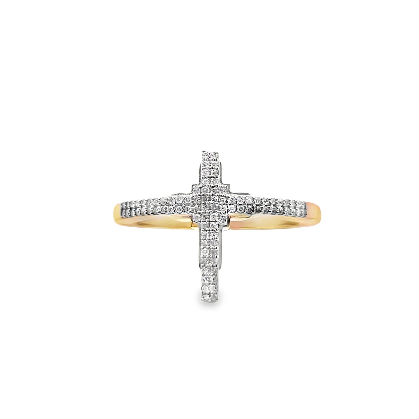Diamond Cross Ring 0.16 ctw 10K Yellow Gold