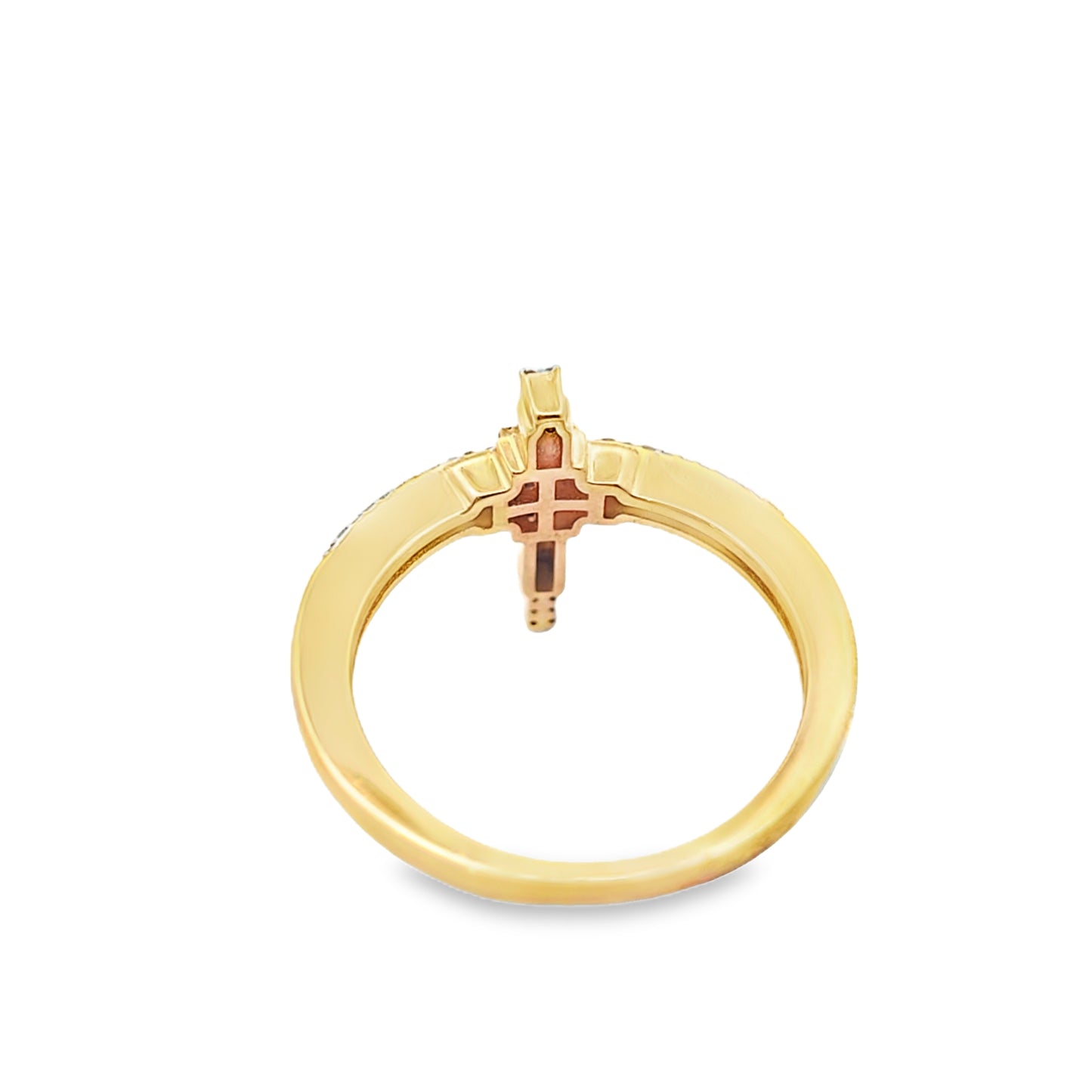 Diamond Cross Ring 0.16 ctw 10K Yellow Gold