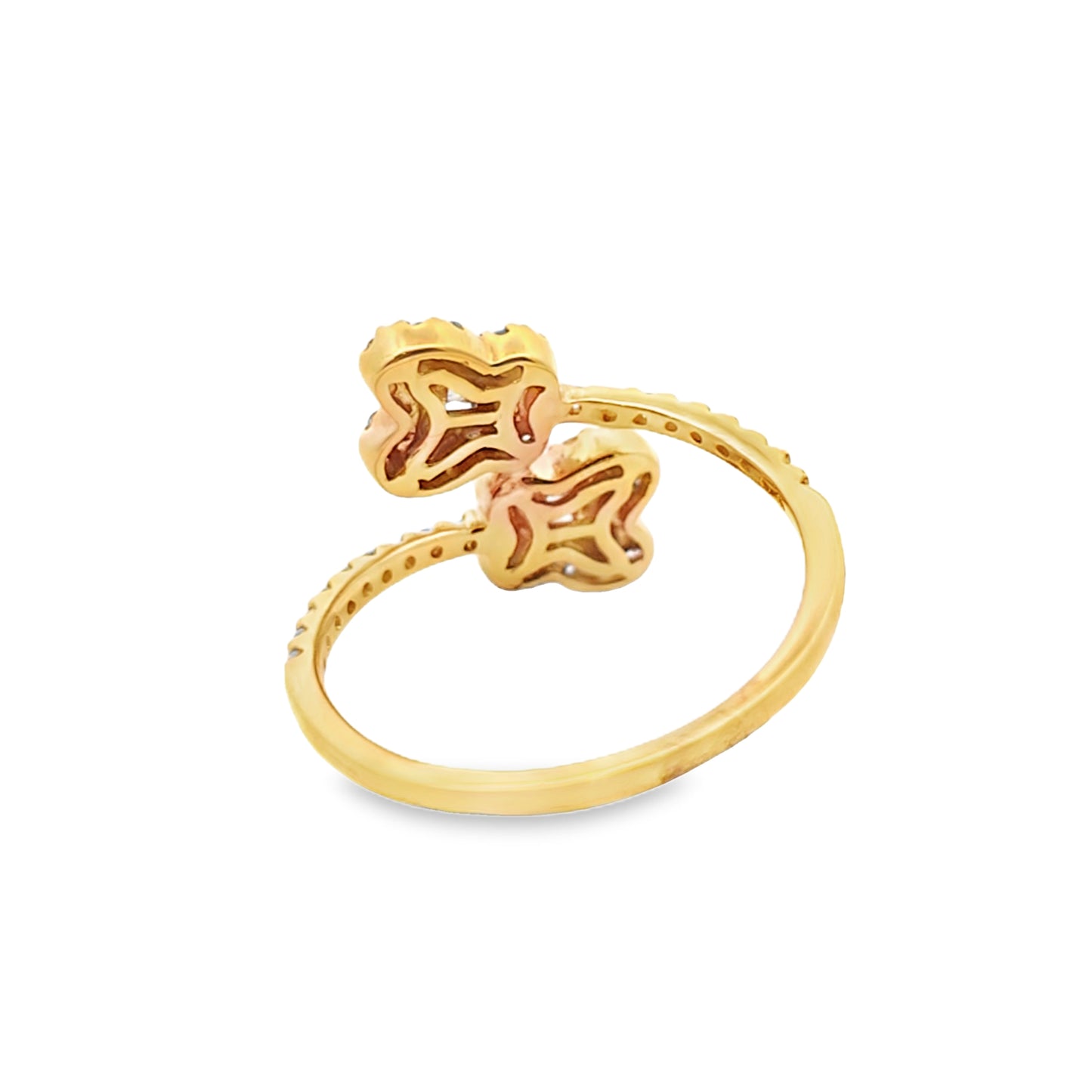 Diamond Butterfly Cuff Ring 0.35 ctw 10K Yellow Gold