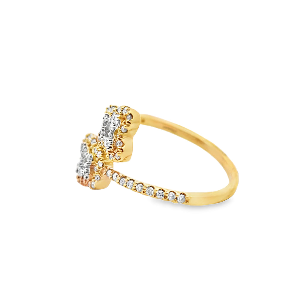 Diamond Butterfly Cuff Ring 0.35 ctw 10K Yellow Gold